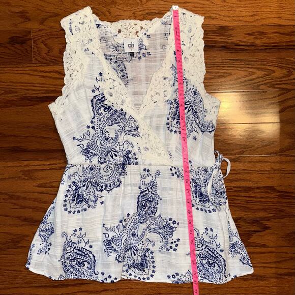 CAbi Veranda White Blue Paisley Swirl Tank Top 5223 Size Small - Picture 15 of 15